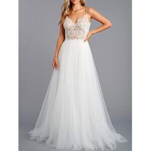 Off White Filigree Sweetheart Neck Formal Wedding Ball Gown Dress 14